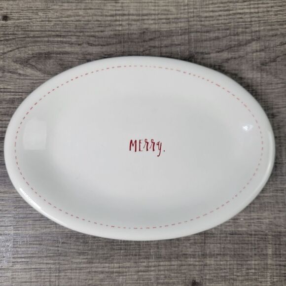 Rae‎ Dunn Artisan Collection Oval Christmas Appetizer Plate Set - Picture 2 of 9